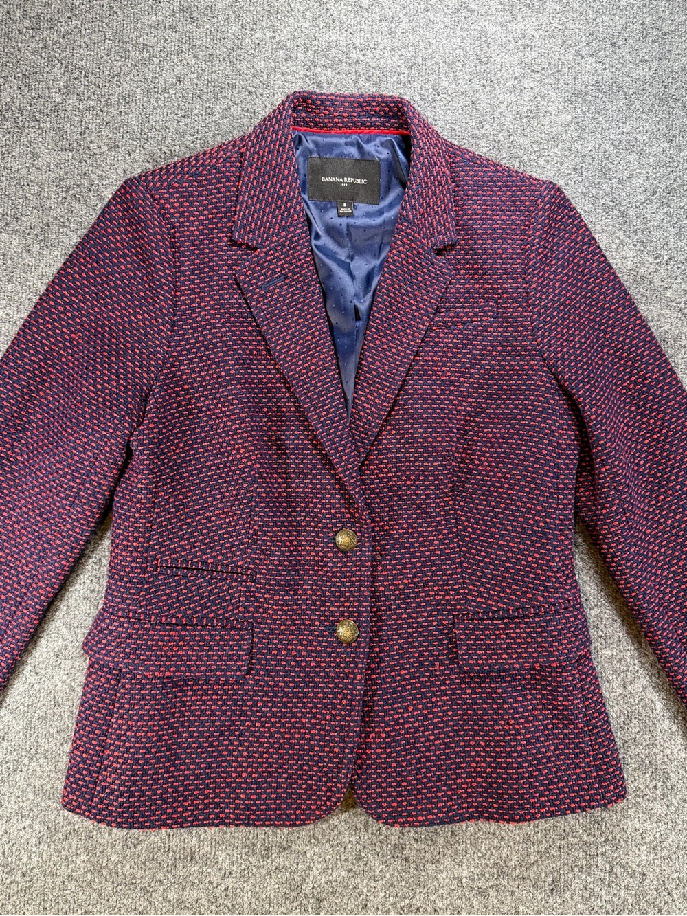 Banana Republic Womans Navy and Red Tweed Blazer size 8